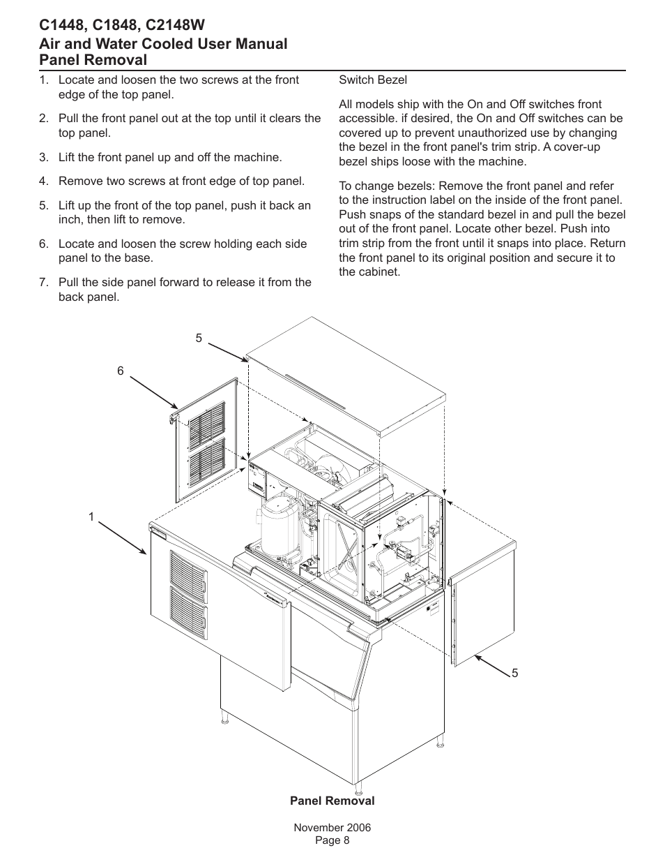 Panel removal | Scotsman C1448 User Manual | Page 9 / 25