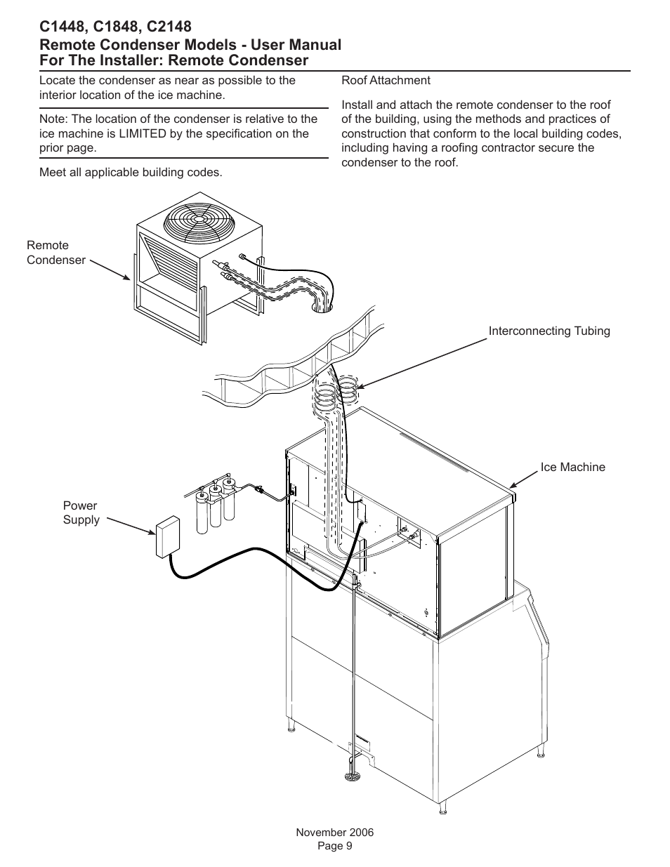 For the installer: remote condenser | Scotsman C1448R User Manual | Page 10 / 26