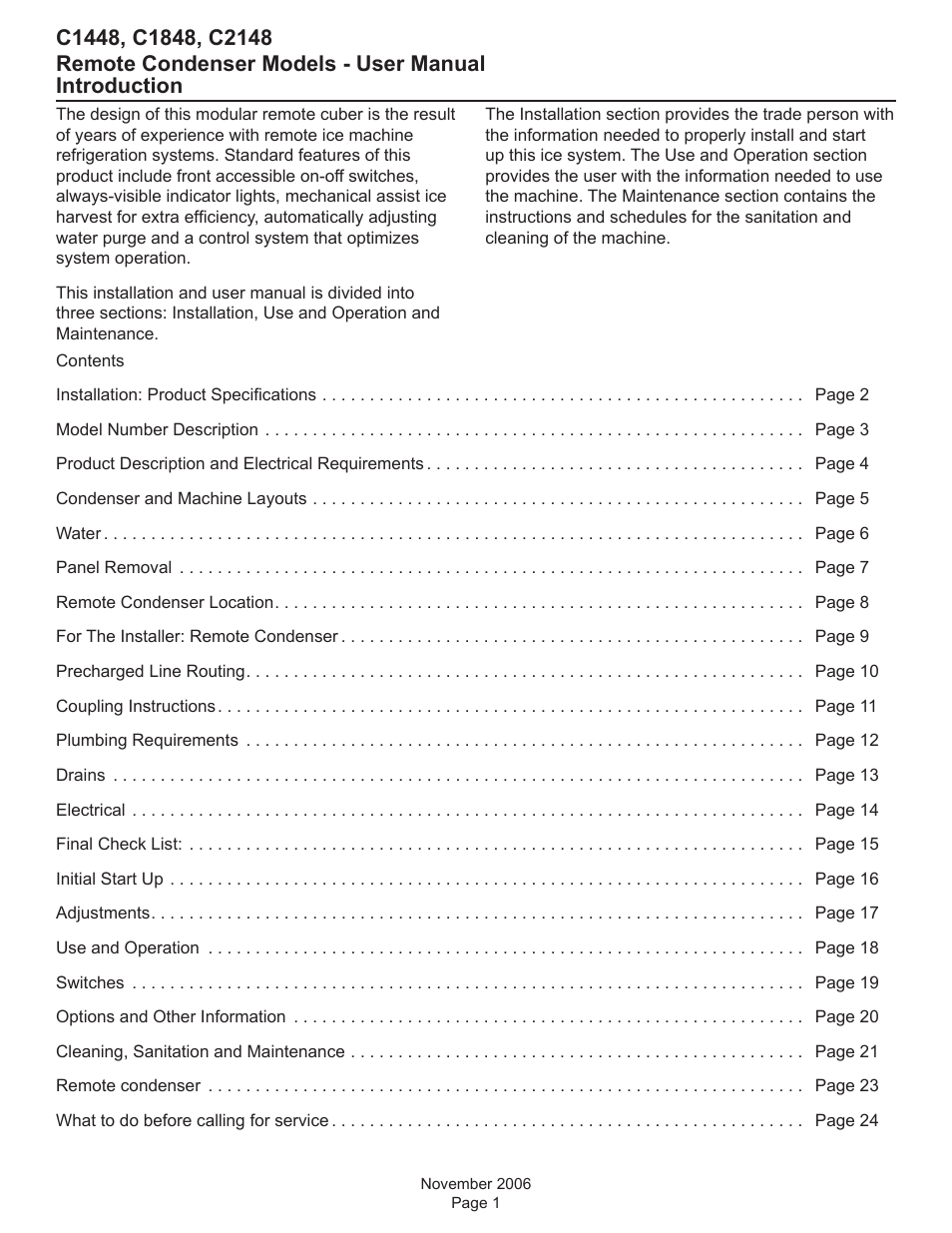 Introduction | Scotsman C1448R User Manual | Page 2 / 26