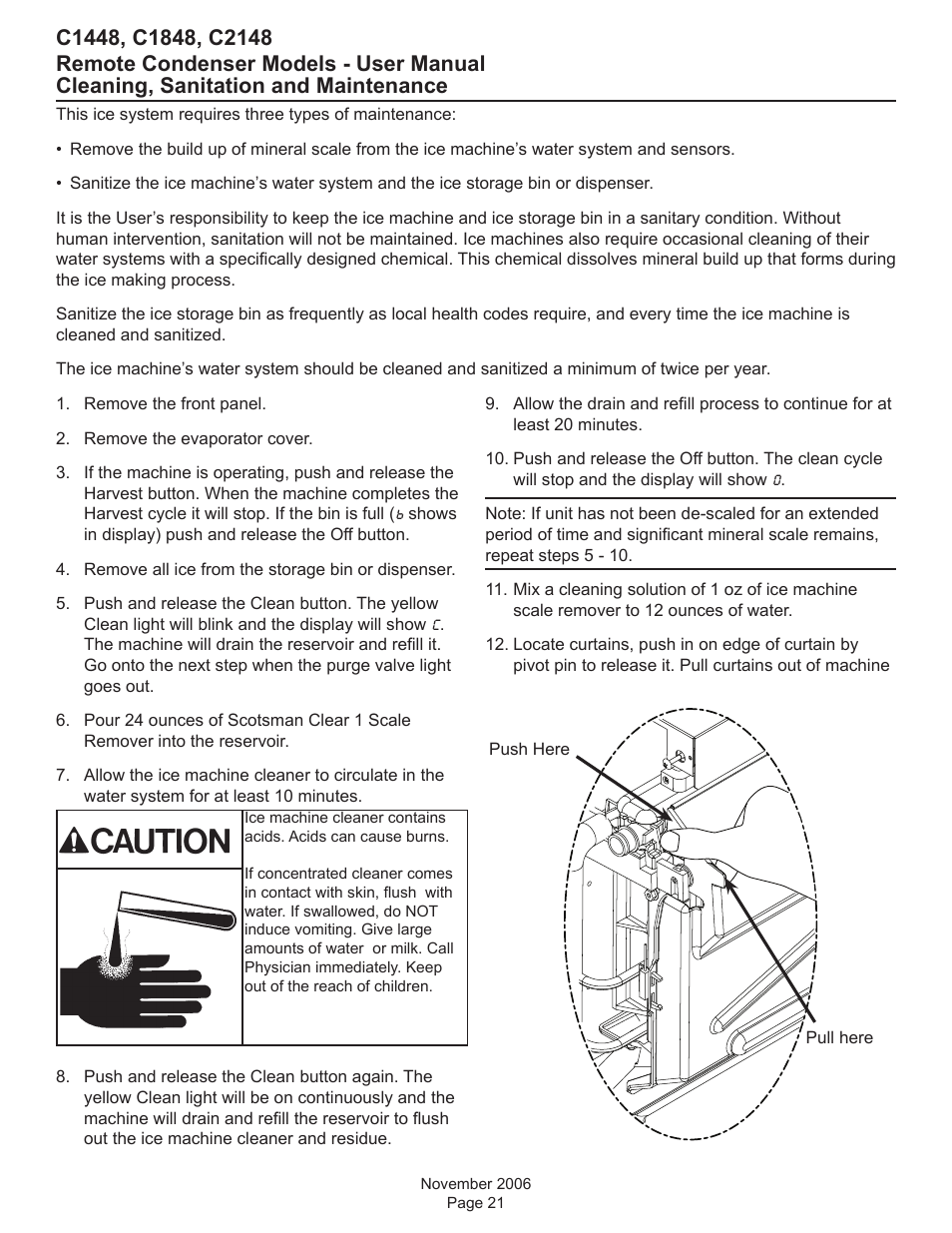 Cleaning, sanitation and maintenance | Scotsman C1448R User Manual | Page 22 / 26
