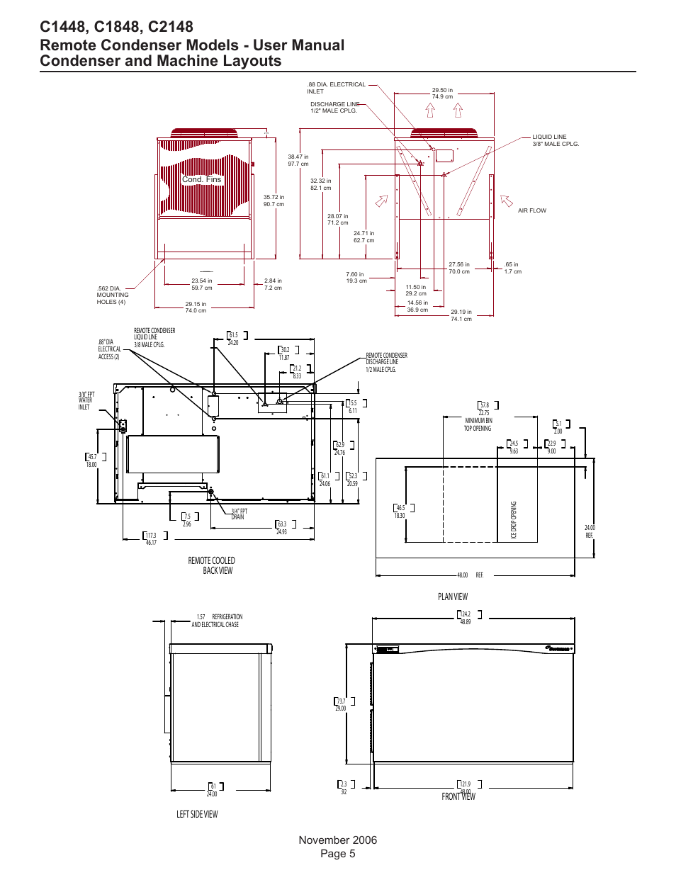 Condenser and machine layouts | Scotsman C1448R User Manual | Page 6 / 26