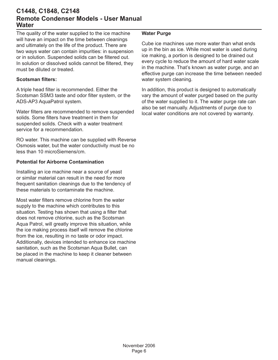 Water | Scotsman C1448R User Manual | Page 7 / 26