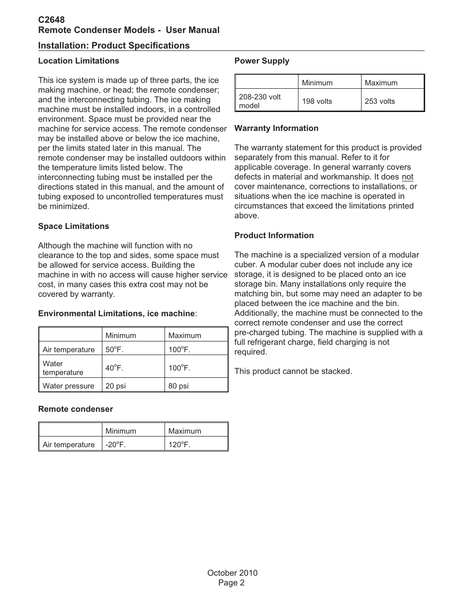 Scotsman C2648R User Manual | Page 3 / 25
