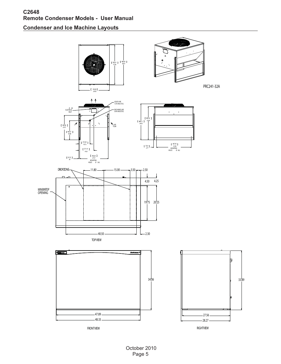 Condenser and ice machine layouts, C2648 remote condenser models - user manual | Scotsman C2648R User Manual | Page 6 / 25