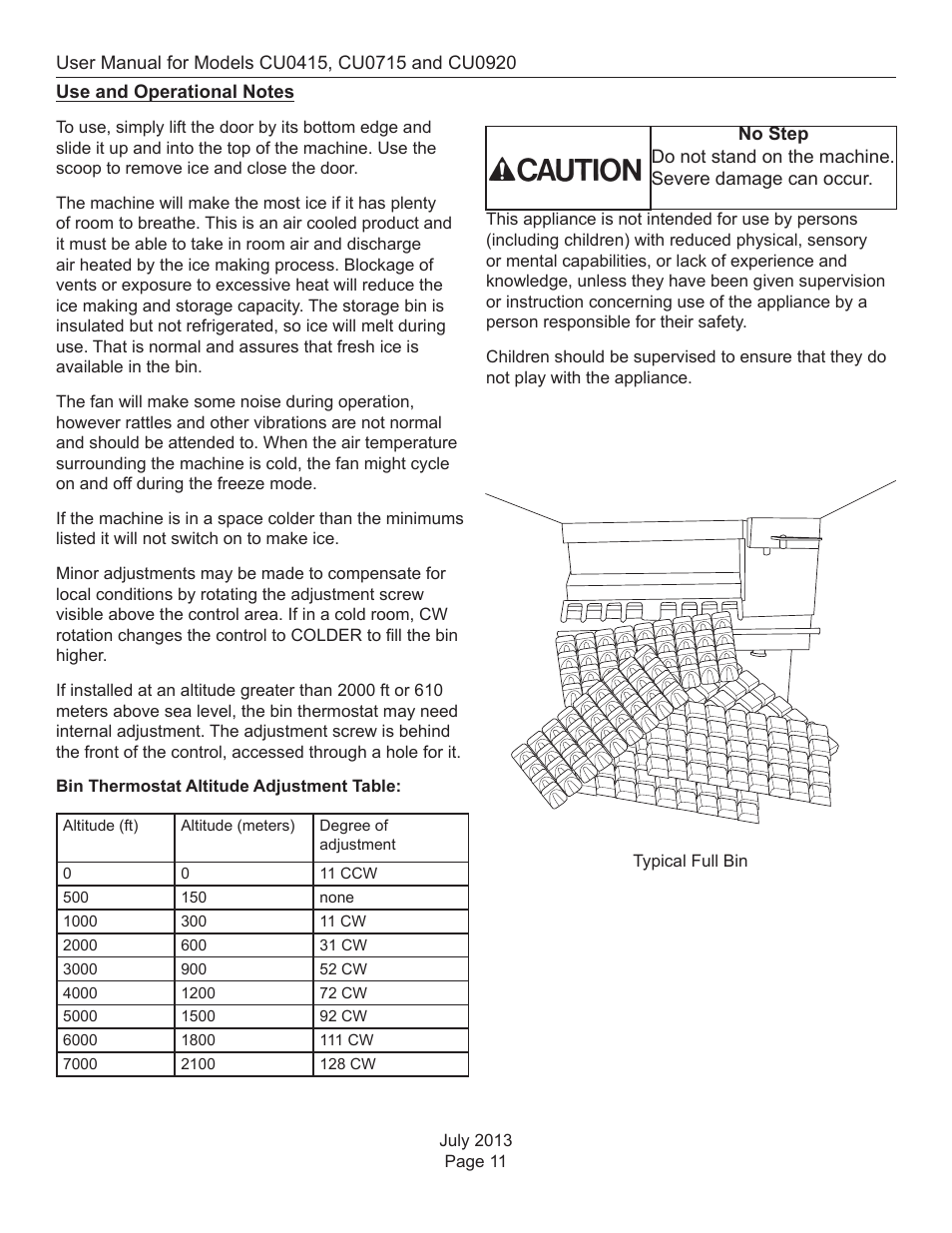 Use and operational notes | Scotsman CU0415 User Manual | Page 12 / 17