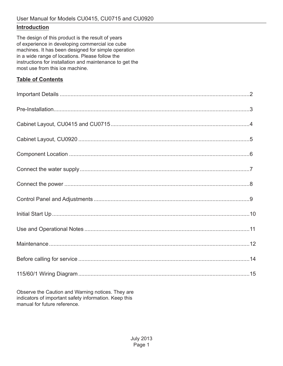 Scotsman CU0415 User Manual | Page 2 / 17