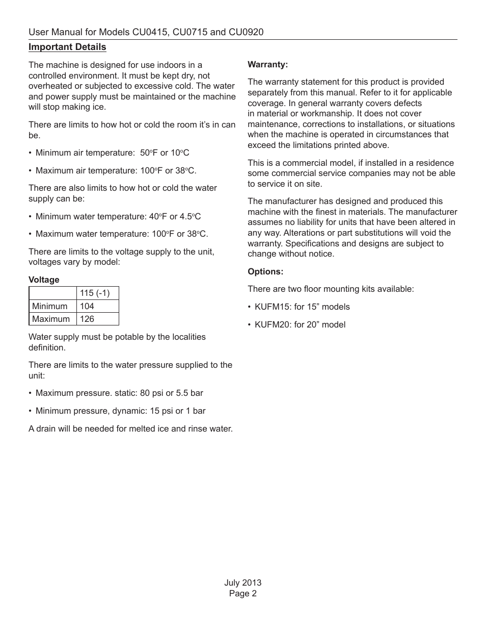 Important details | Scotsman CU0415 User Manual | Page 3 / 17