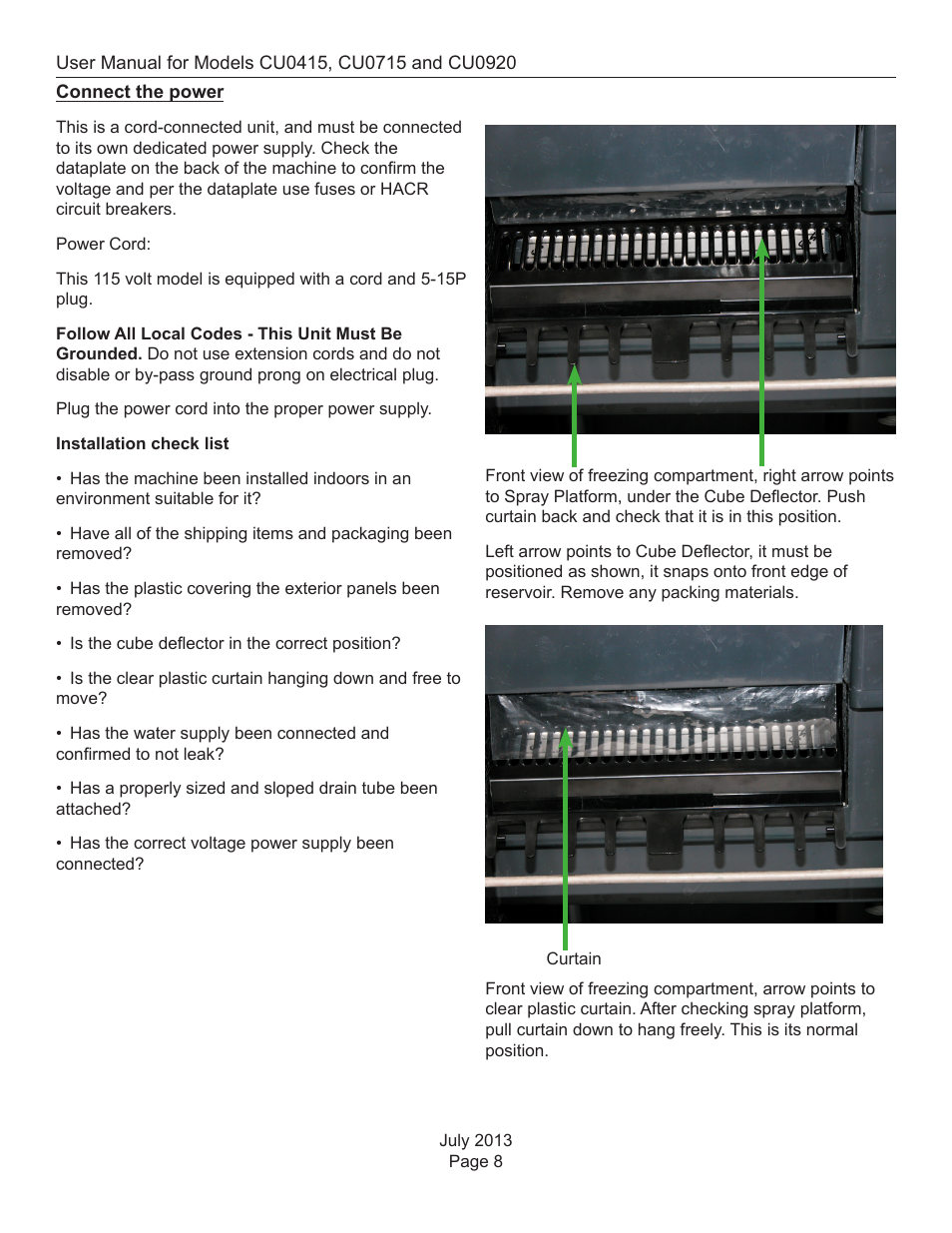 Connect the power | Scotsman CU0415 User Manual | Page 9 / 17