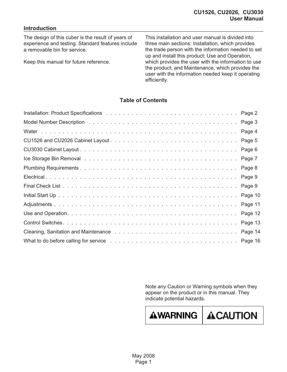 Scotsman CU1526 User Manual | Page 2 / 18