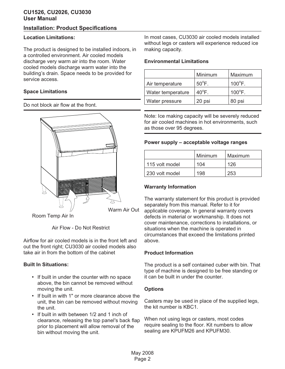 Scotsman CU1526 User Manual | Page 3 / 18