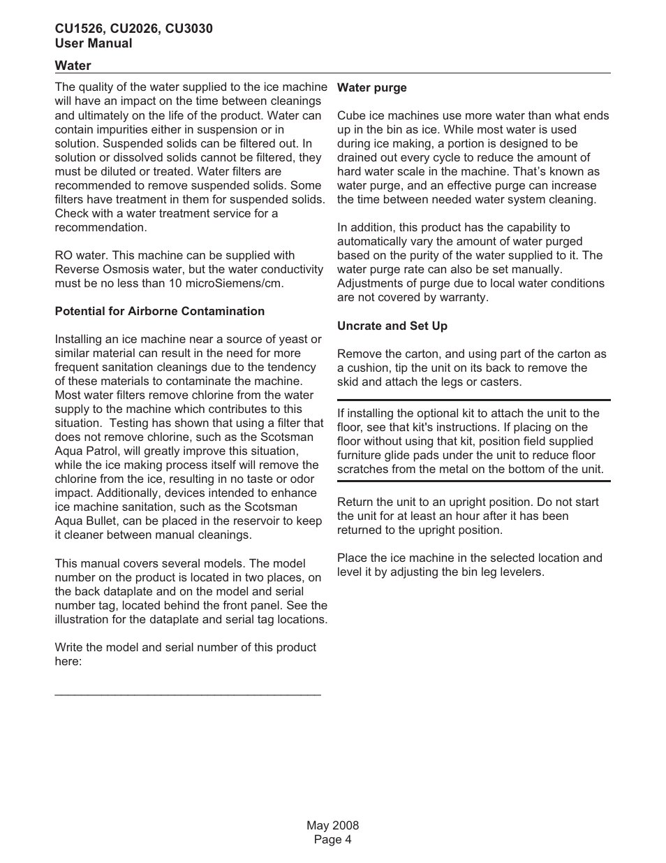 Scotsman CU1526 User Manual | Page 5 / 18