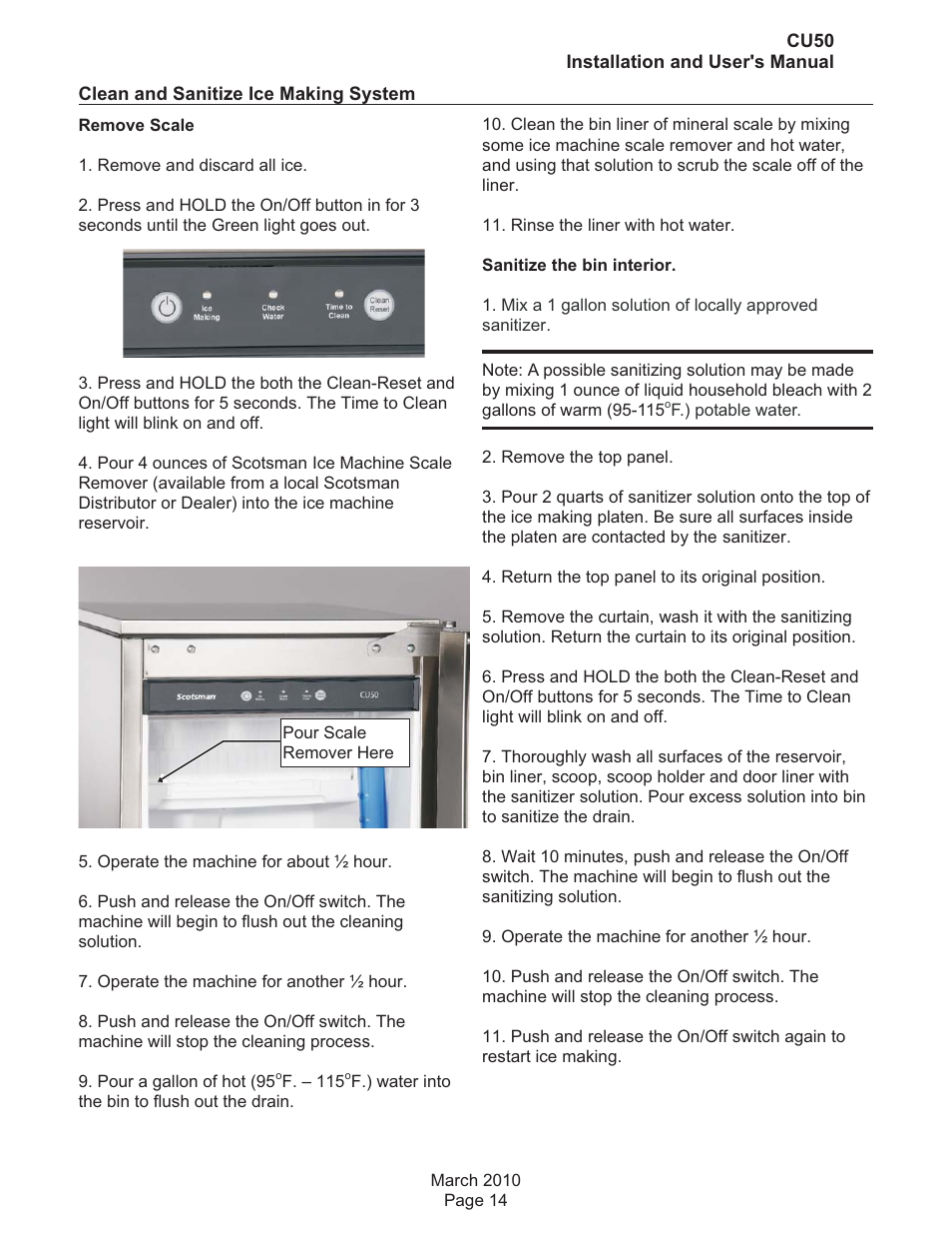 Scotsman CU50 User Manual | Page 15 / 16