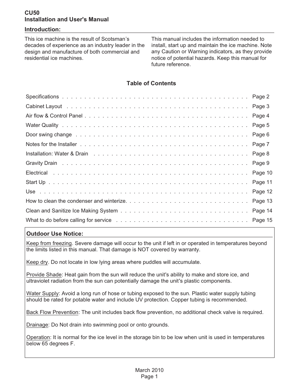 Scotsman CU50 User Manual | Page 2 / 16