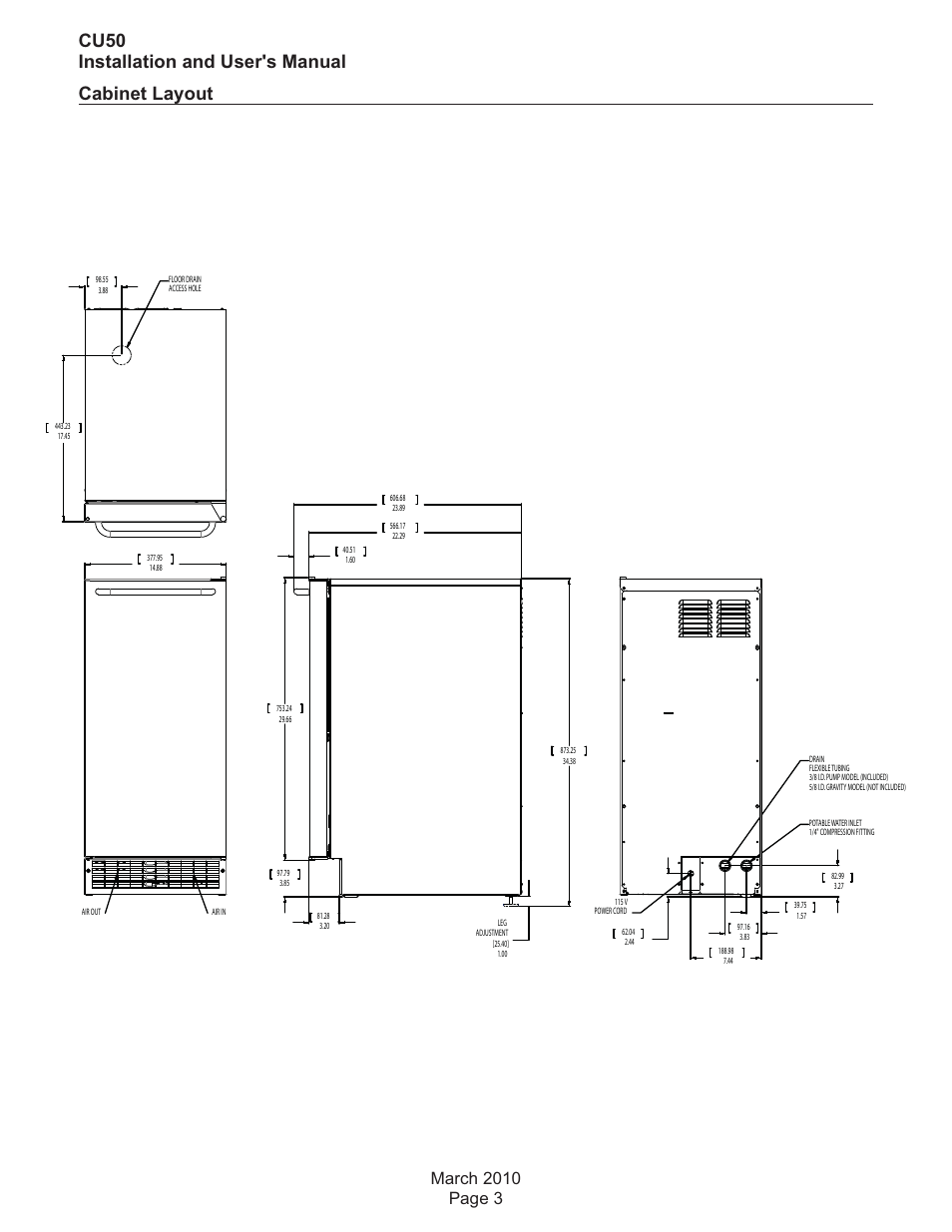 Cabinet layout, Cu50 installation and user's manual | Scotsman CU50 User Manual | Page 4 / 16