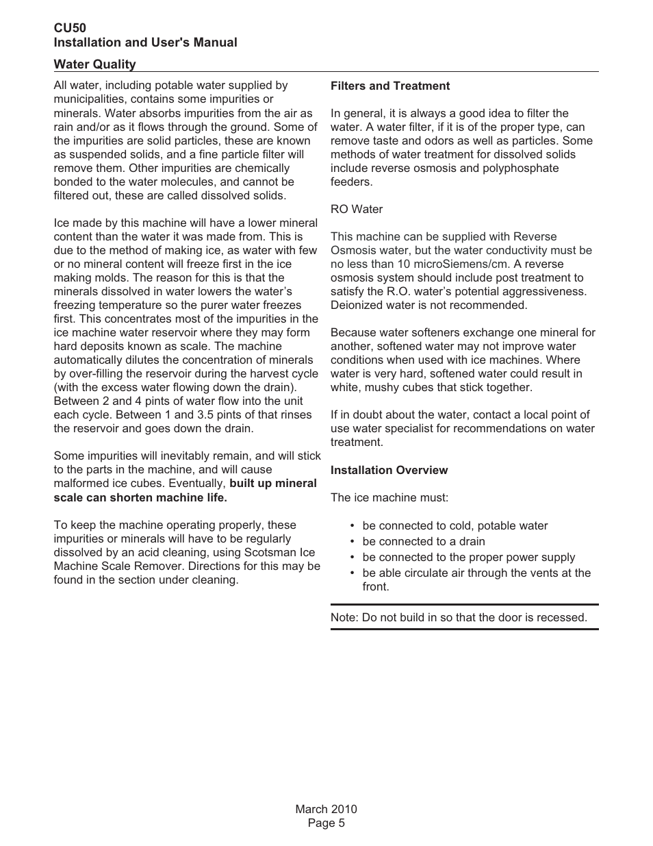 Scotsman CU50 User Manual | Page 6 / 16