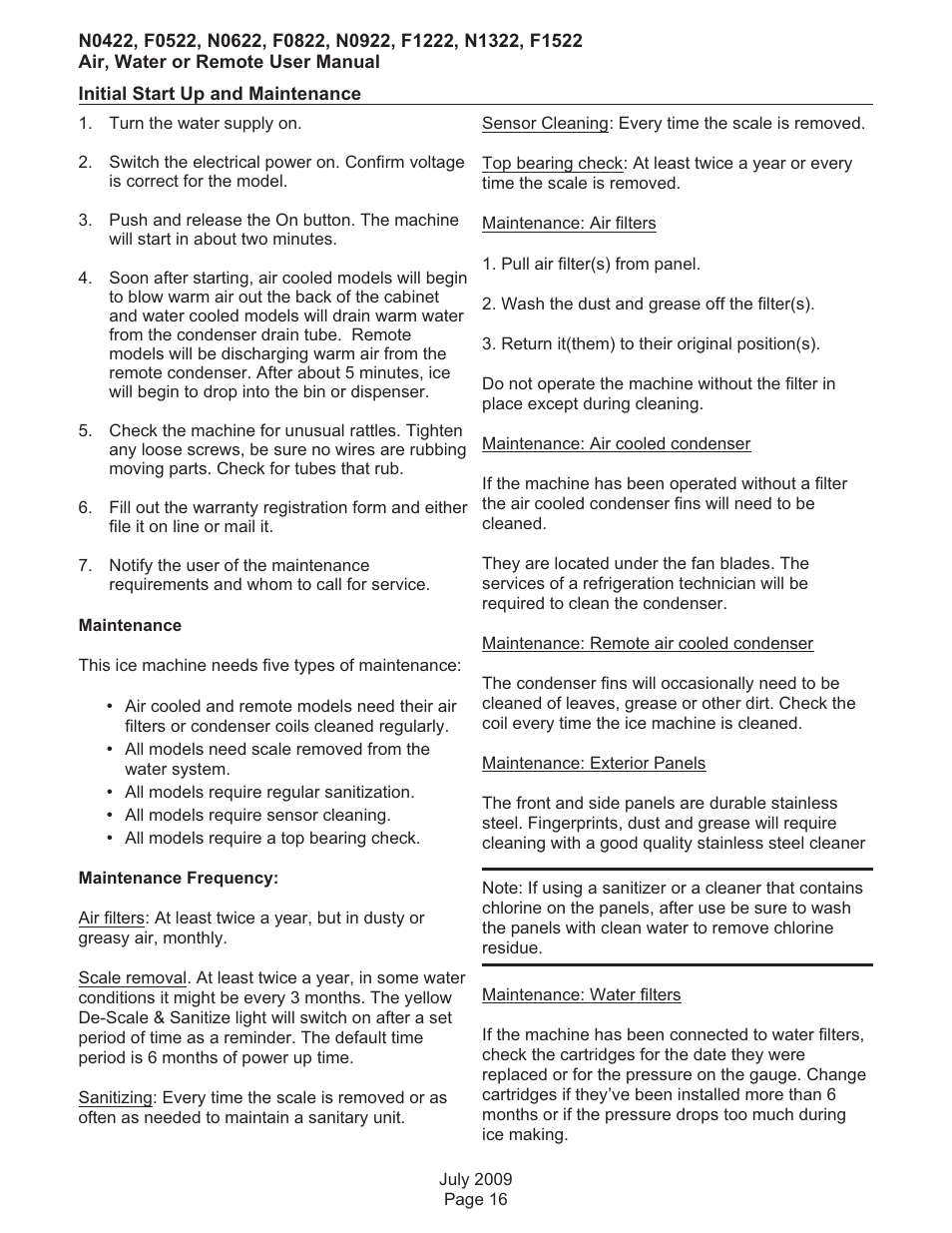 Scotsman F0522 User Manual | Page 17 / 24