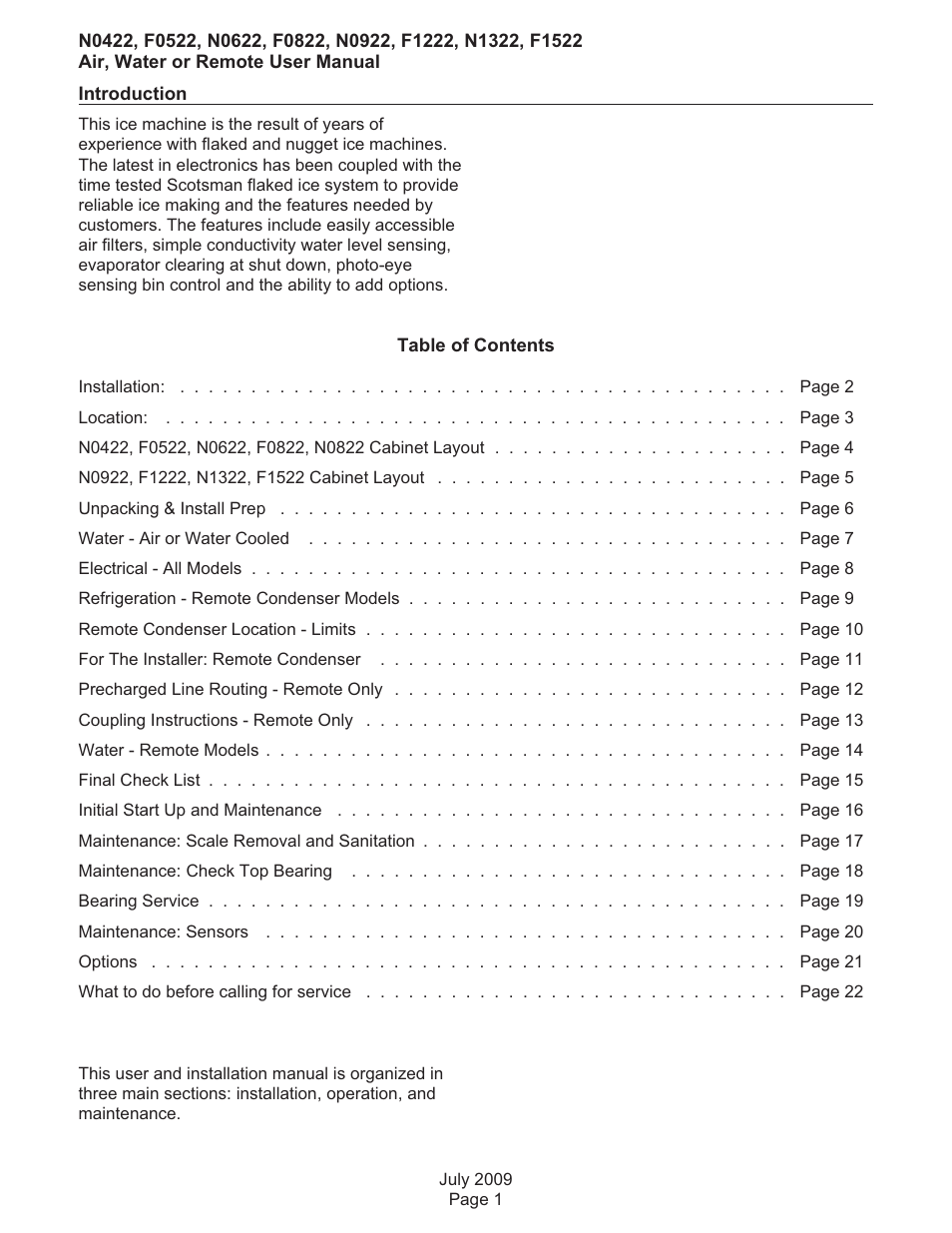 Scotsman F0522 User Manual | Page 2 / 24