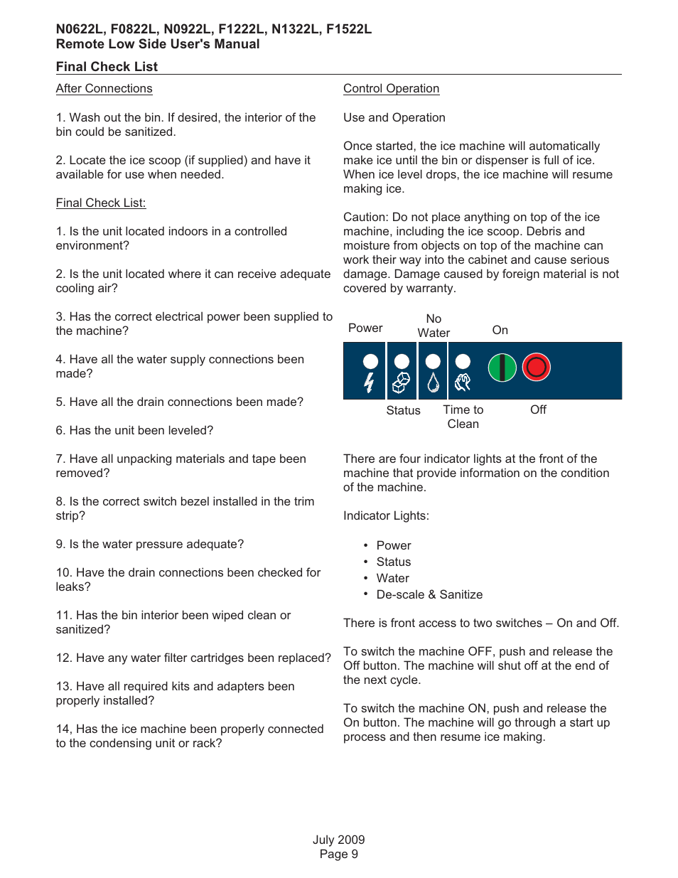 Scotsman F0822 User Manual | Page 10 / 18