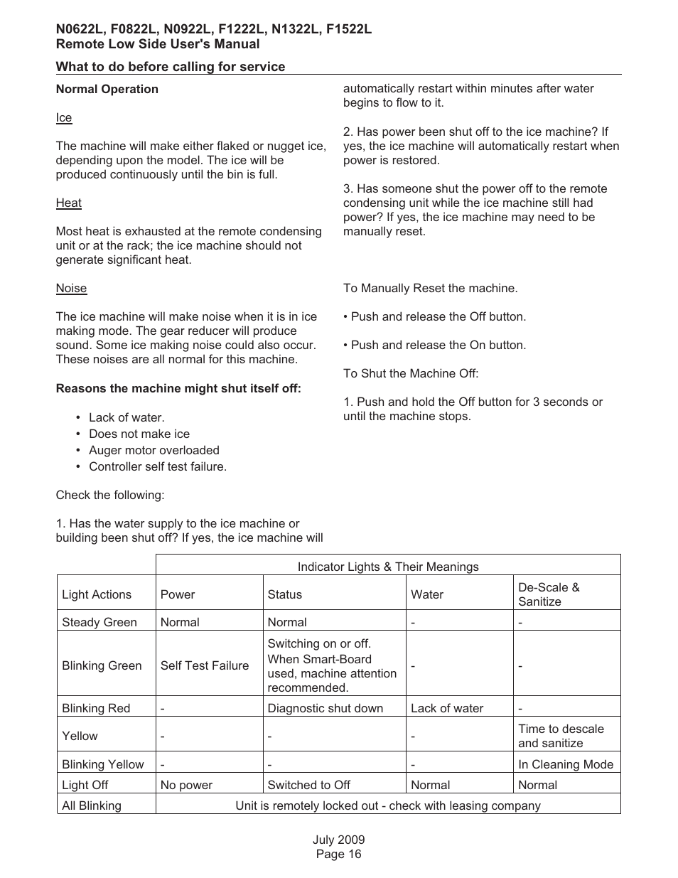 Scotsman F0822 User Manual | Page 17 / 18