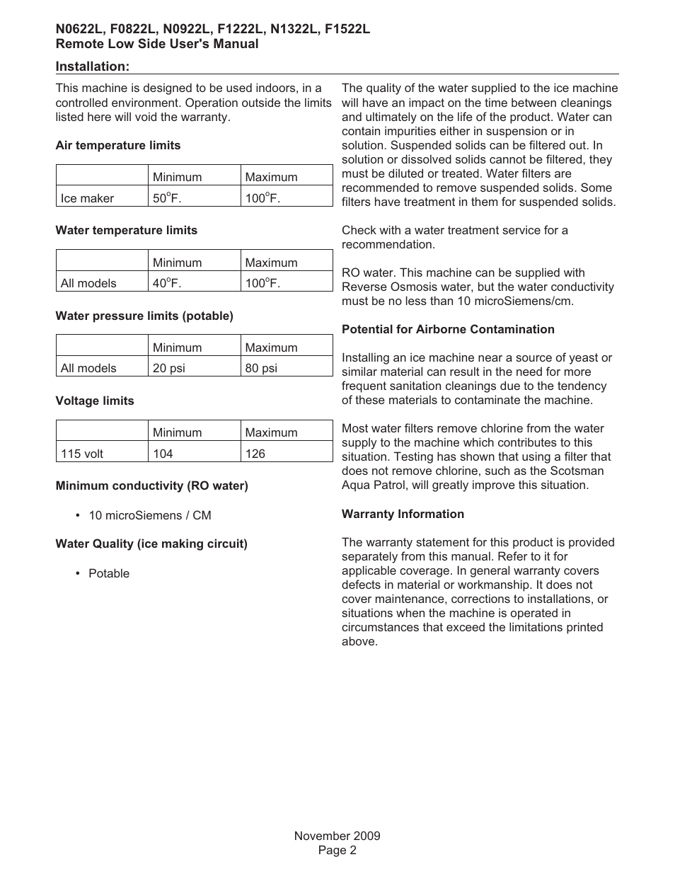 Scotsman F0822 User Manual | Page 3 / 18