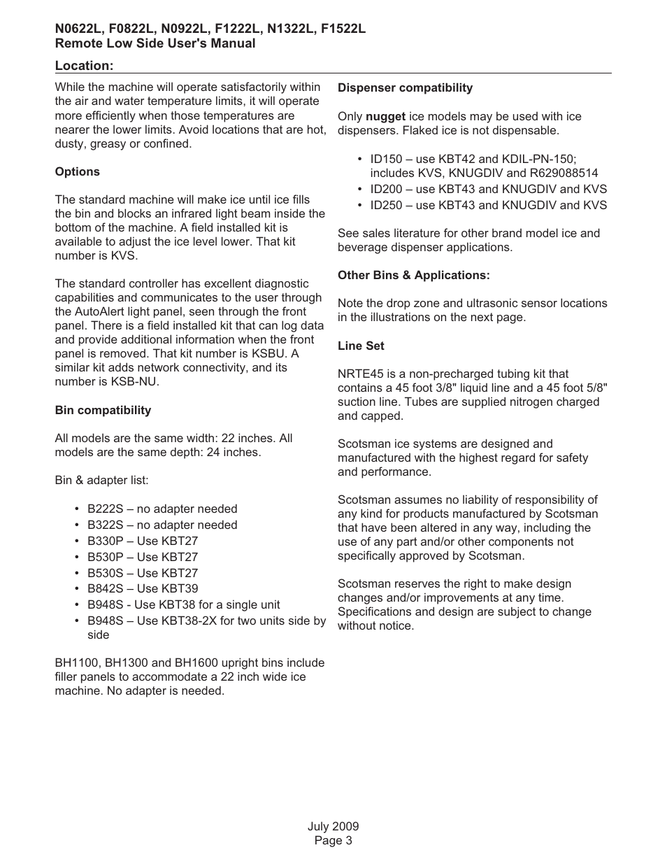 Location | Scotsman F0822 User Manual | Page 4 / 18