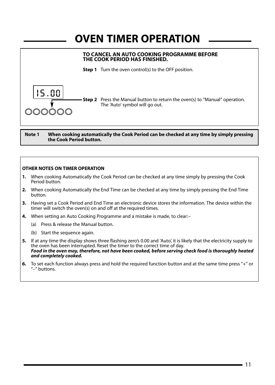 Oven timer operation | Cannon 10455G User Manual | Page 11 / 36