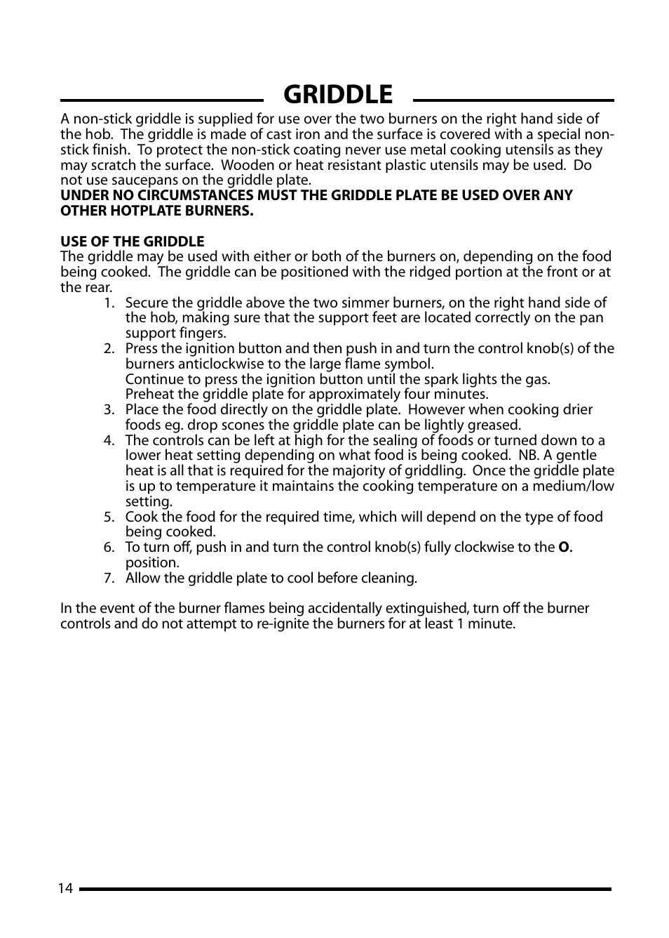 Griddle | Cannon 10455G User Manual | Page 14 / 36