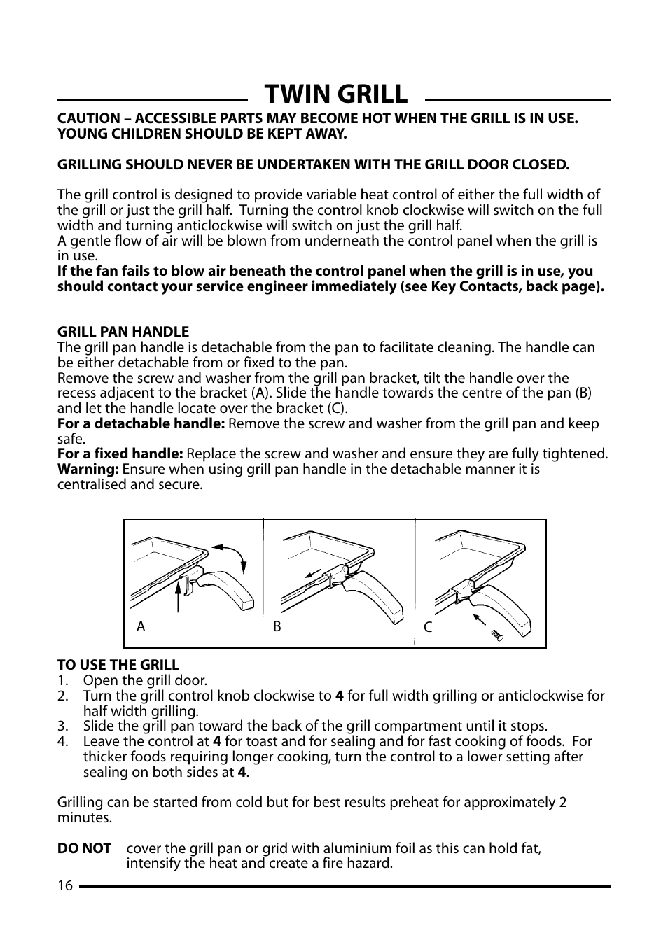 Twin grill | Cannon 10455G User Manual | Page 16 / 36