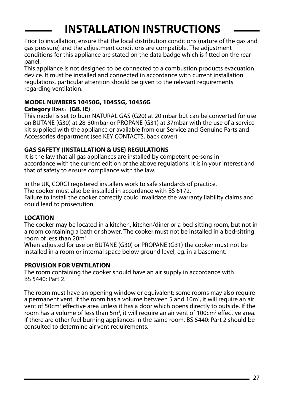 Installation instructions | Cannon 10455G User Manual | Page 27 / 36