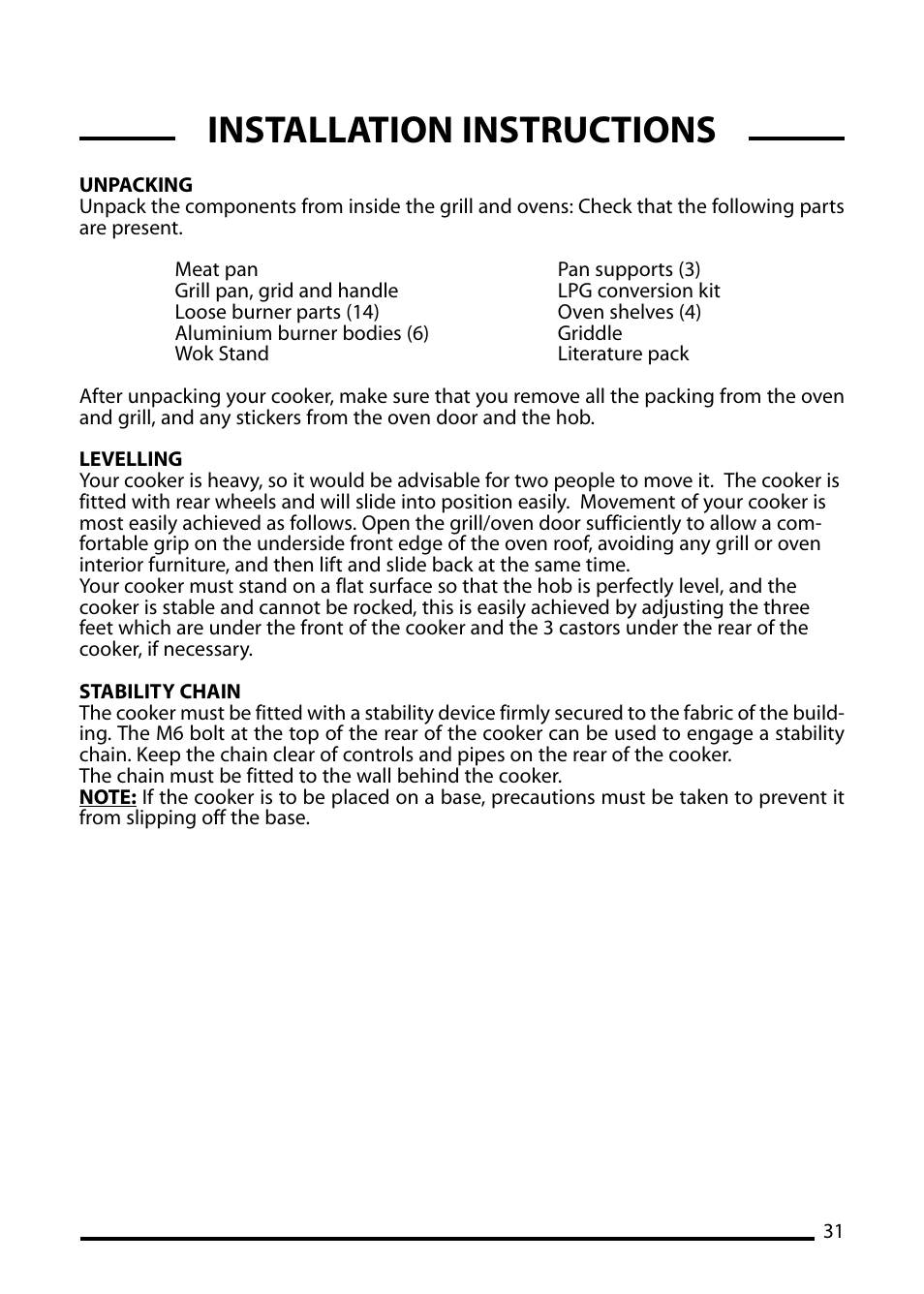 Installation instructions | Cannon 10455G User Manual | Page 31 / 36