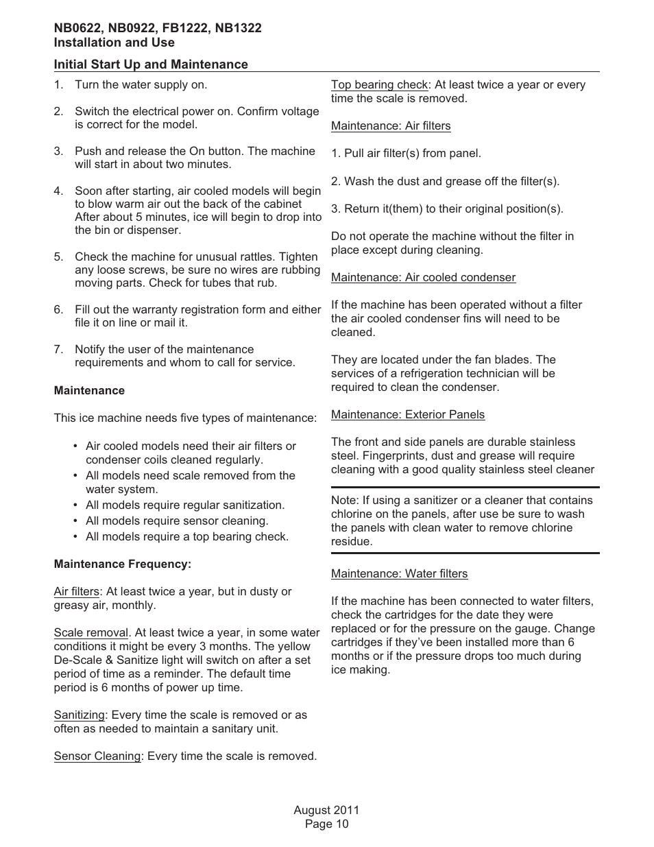 Scotsman FB1222 User Manual | Page 11 / 37