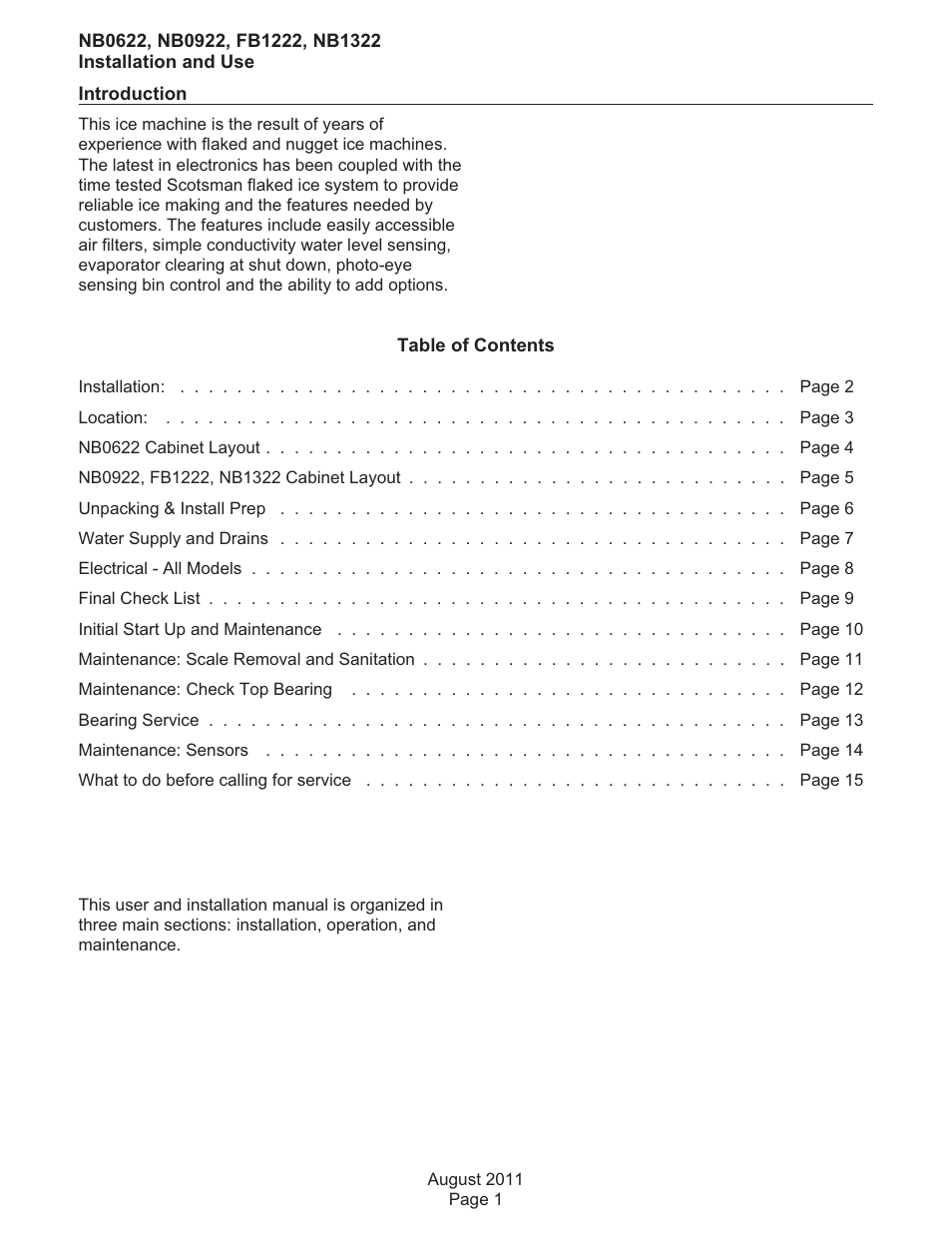 Scotsman FB1222 User Manual | Page 2 / 37