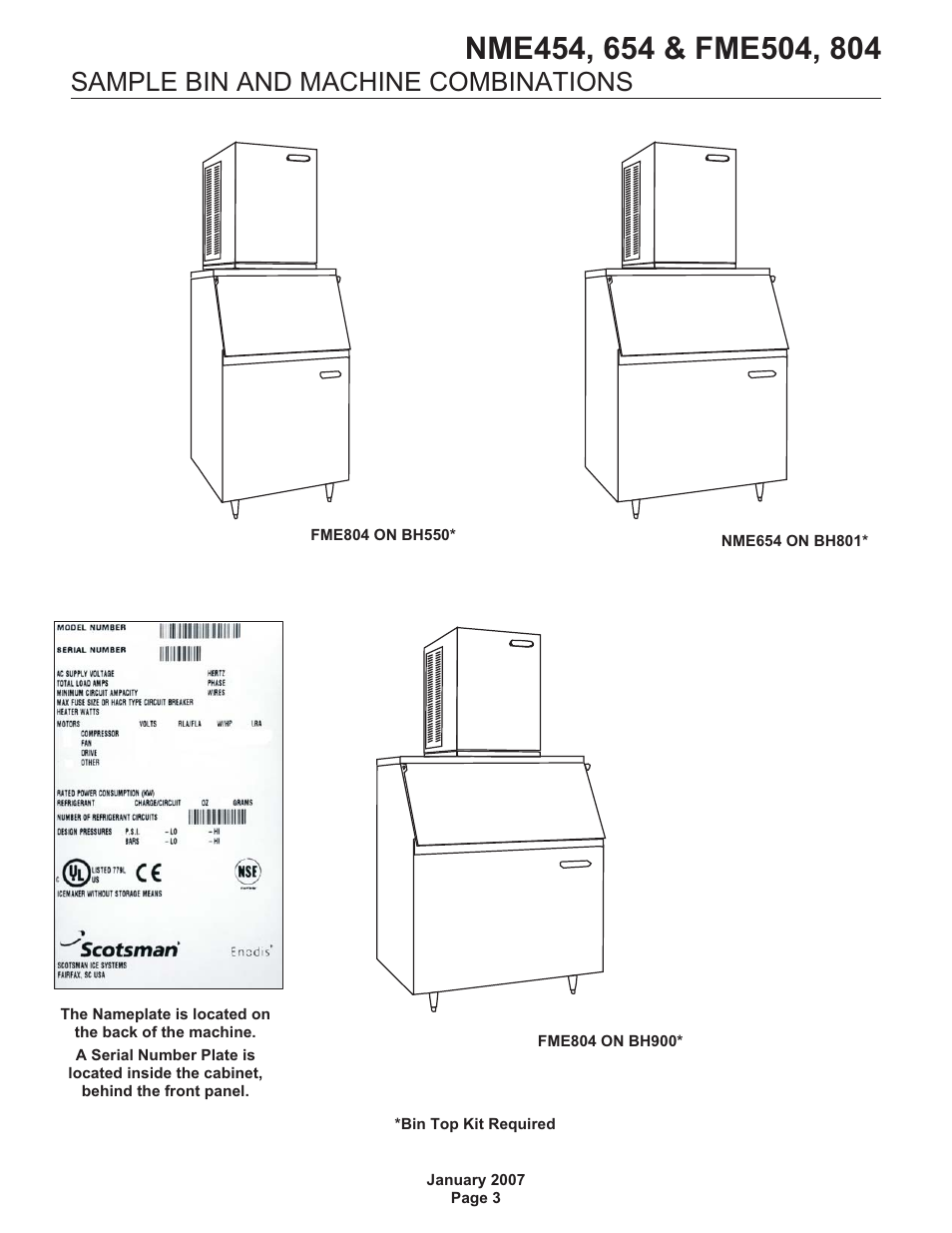Sample bin and machine combinations | Scotsman FME504 User Manual | Page 4 / 16