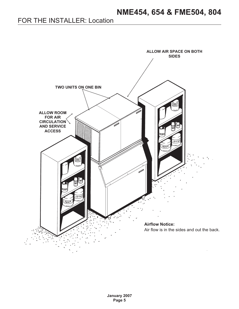 For the installer: location | Scotsman FME504 User Manual | Page 6 / 16