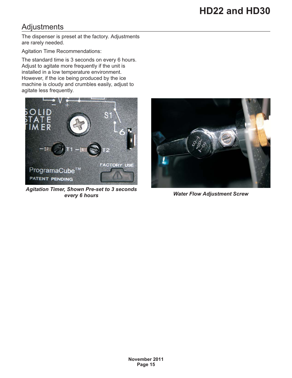 Hd22 and hd30, Adjustments | Scotsman HD22 User Manual | Page 16 / 18