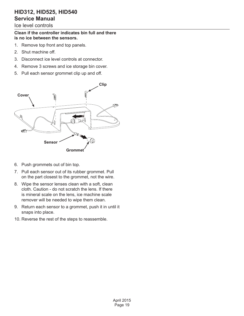 Ice level controls | Scotsman HID312 Service Manual User Manual | Page 19 / 41