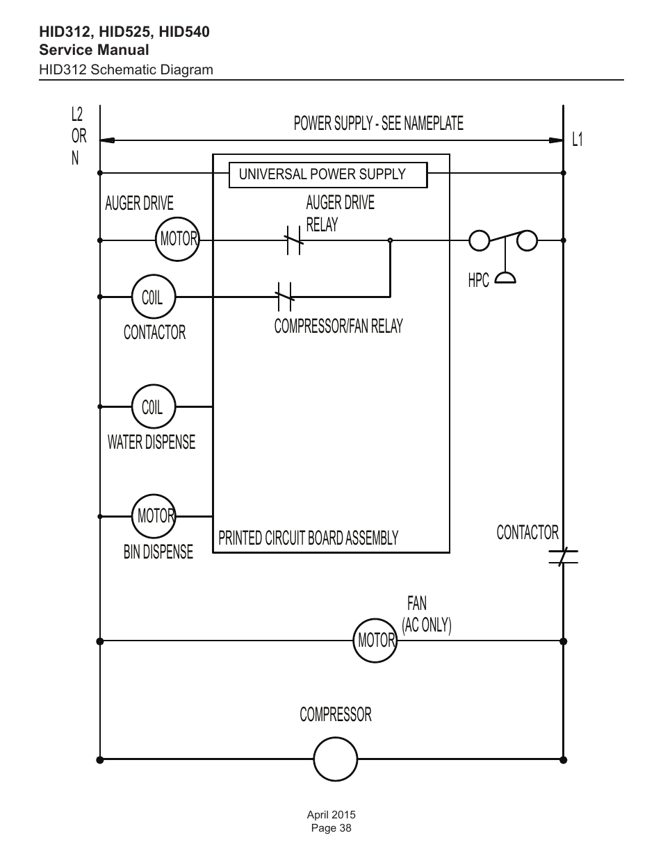 Hid312 schematic diagram | Scotsman HID312 Service Manual User Manual | Page 38 / 41