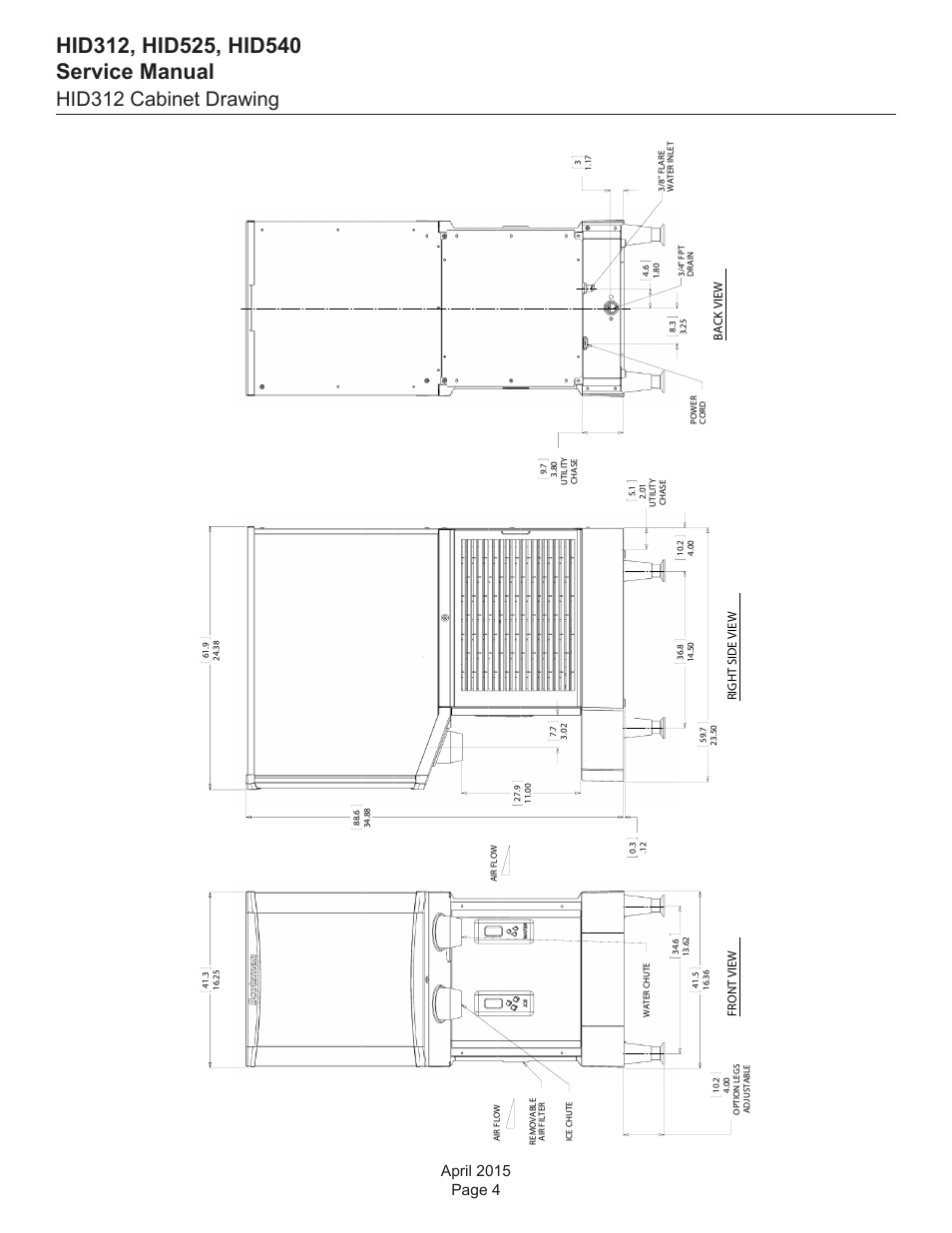 Hid312 cabinet drawing | Scotsman HID312 Service Manual User Manual | Page 4 / 41
