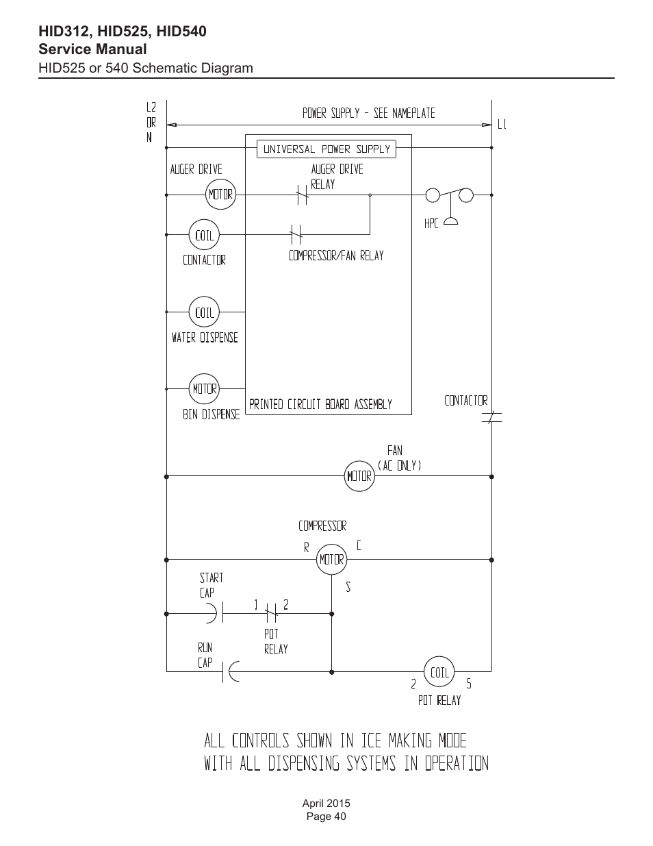 Hid525 or 540 schematic diagram | Scotsman HID312 Service Manual User Manual | Page 40 / 41