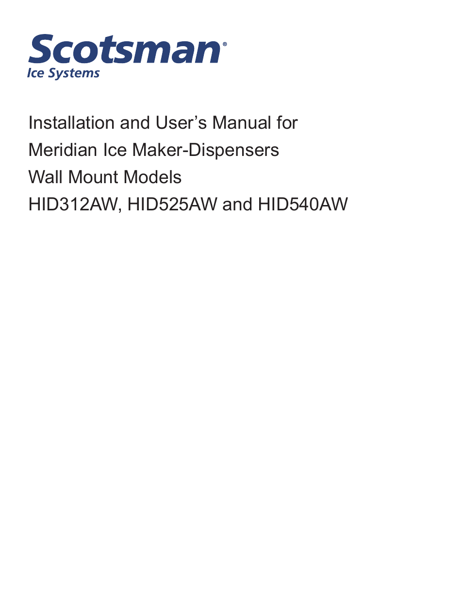 Scotsman HID312AW User Manual | 20 pages