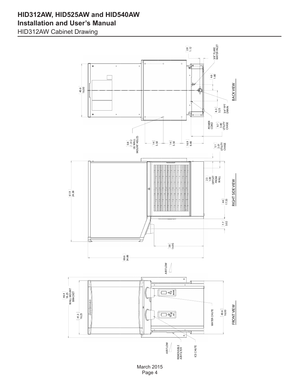 Hid312aw cabinet drawing | Scotsman HID312AW User Manual | Page 4 / 20