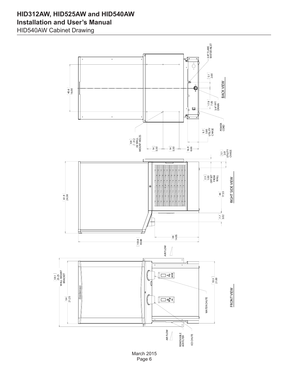 Hid540aw cabinet drawing | Scotsman HID312AW User Manual | Page 6 / 20