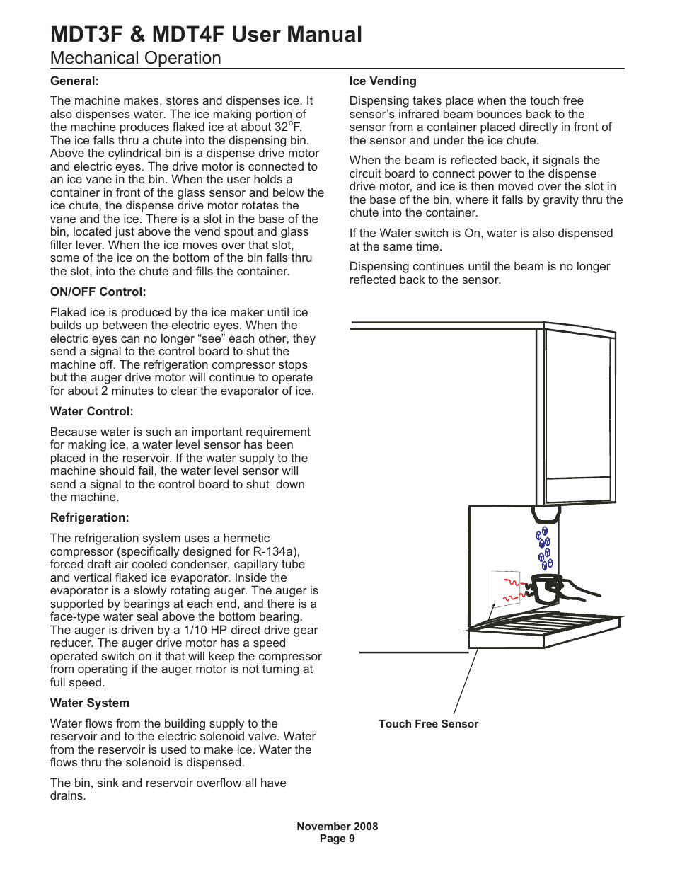 Mdt3f & mdt4f user manual, Mechanical operation | Scotsman MDT3F12 User Manual | Page 10 / 16