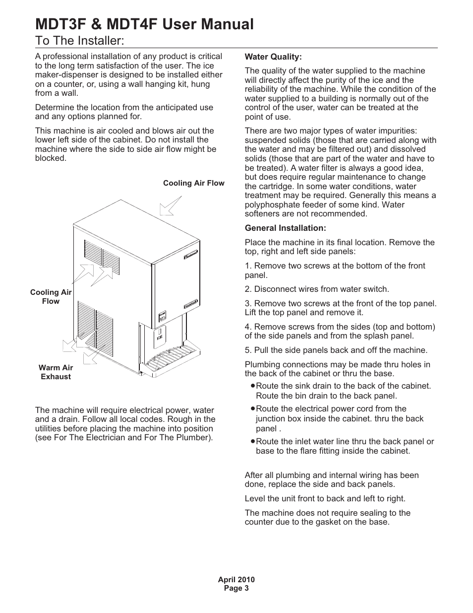 Mdt3f & mdt4f user manual | Scotsman MDT3F12 User Manual | Page 4 / 16