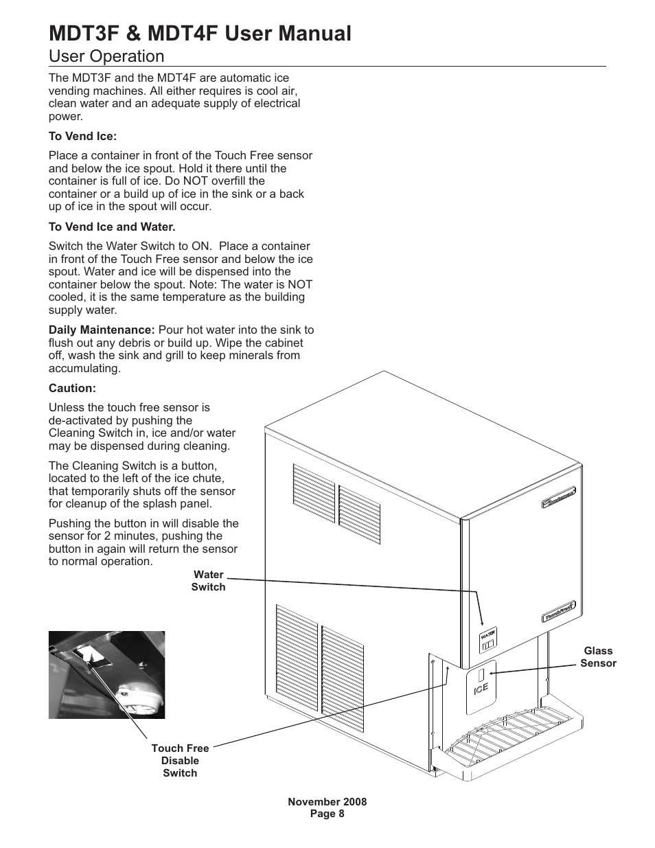 Mdt3f & mdt4f user manual, User operation | Scotsman MDT3F12 User Manual | Page 9 / 16