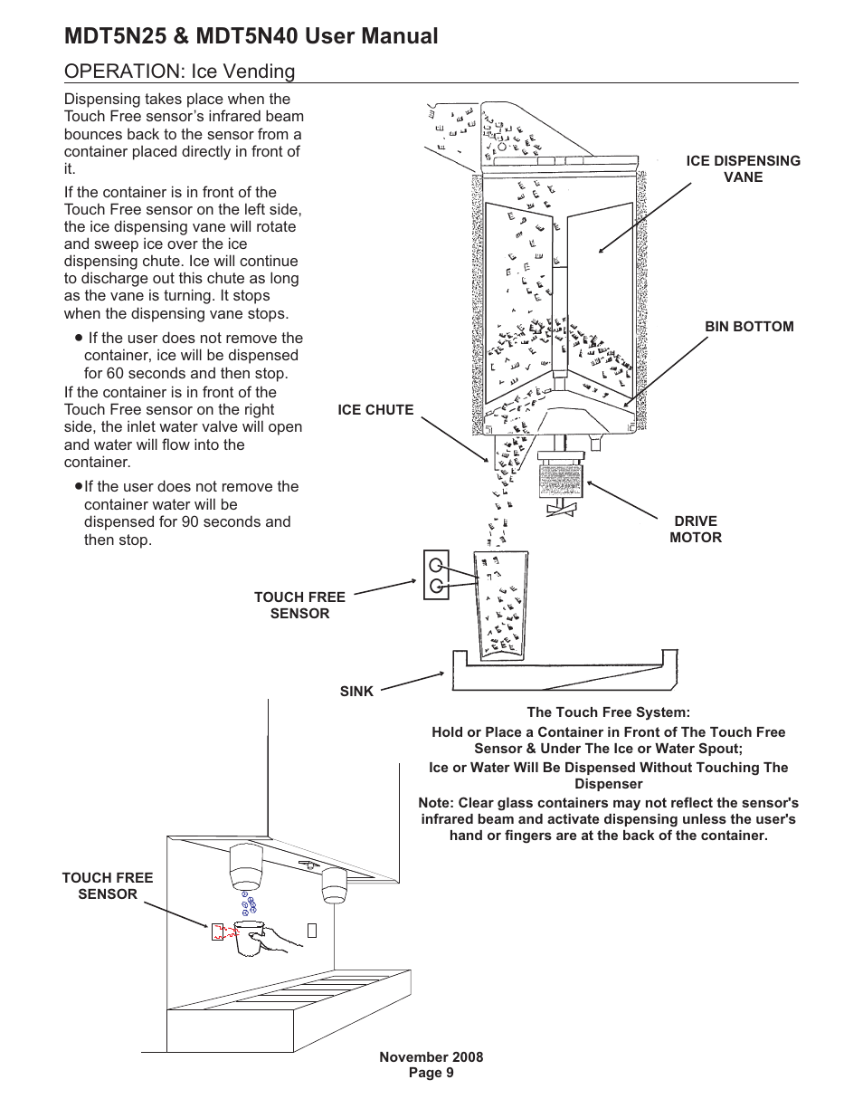 Operation: ice vending | Scotsman MDT5N25 User Manual | Page 10 / 16