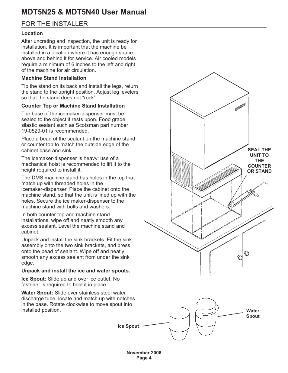 For the installer | Scotsman MDT5N25 User Manual | Page 5 / 16