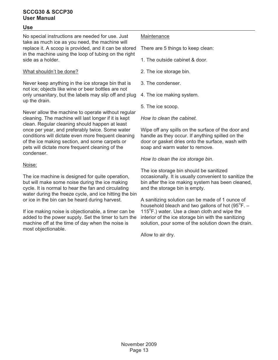 Scotsman SCCG30 User Manual | Page 13 / 15