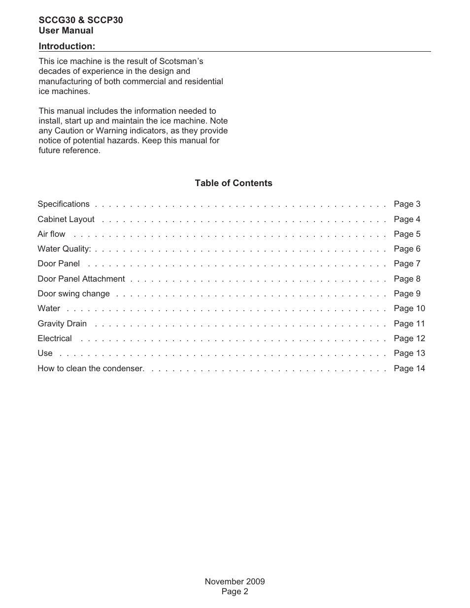 Scotsman SCCG30 User Manual | Page 2 / 15