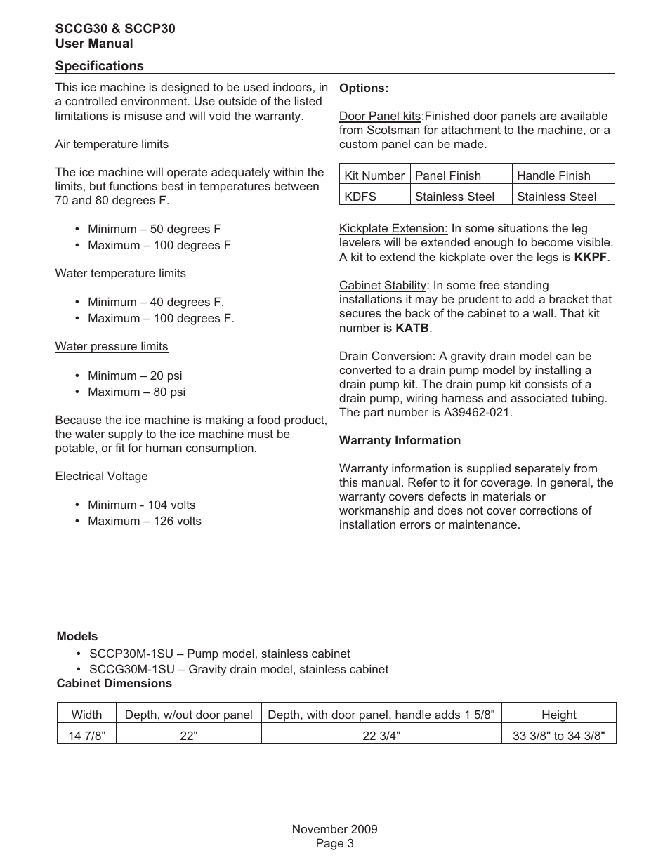 Scotsman SCCG30 User Manual | Page 3 / 15